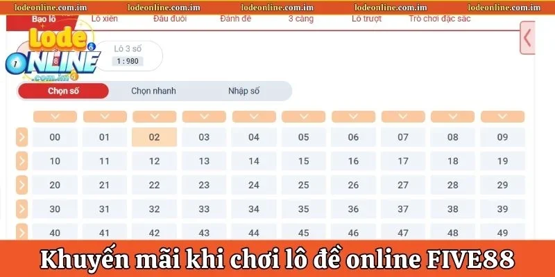 Khuyến mãi khi chơi Lô đề online FIVE88